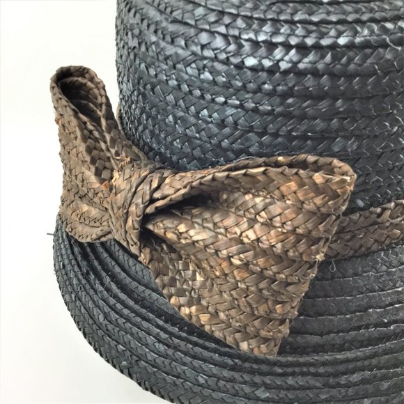 Straw Hat bowl shade with wicker bow hat - Picture 5 of 6